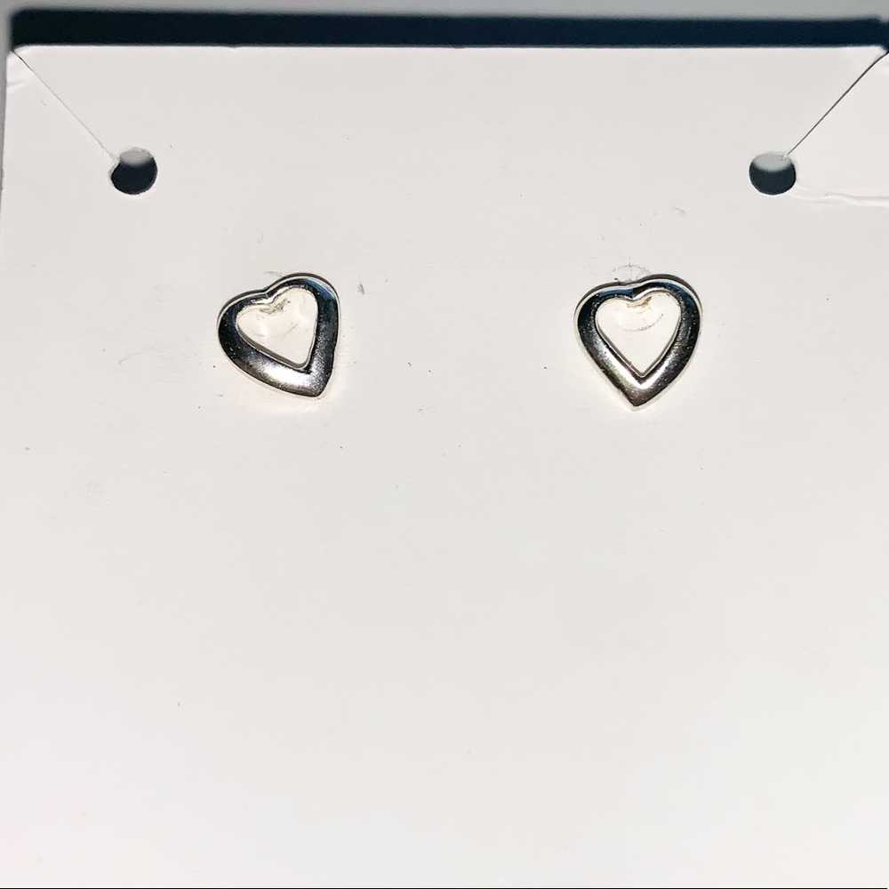 Sterling silver heart stud earrings